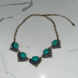 Stella & Dot turquoise blue, light blue gold tone necklace